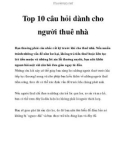 Top 10 câu hỏi dành cho người thuê nhà