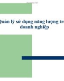 Bài giảng Kinh tế năng lượng: Quản lý sử dụng năng lượng trong doanh nghiệp