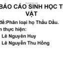 Báo cáo chủ đề: Phân loại họ Thầu Dầu