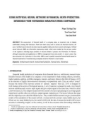 Using artificial neural network in financial heath prediction: Envidence from Vietnamese manufacturing companies