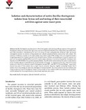 Isolation and characterization of native Bacillus thuringiensis isolates from Syrian soil and testing of their insecticidal activities against some insect pests