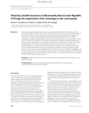 Voluntary health insurance in Bwamanda,Democratic Republic of Congo.An exploration of its meanings to the community