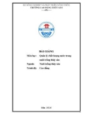 Bài giảng Quản lý chất lượng nước trong nuôi trồng thủy sản (Ngành Nuôi trồng thủy sản - Trình độ Cao đẳng) - CĐ Thủy Sản