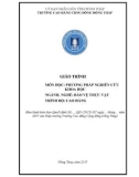 Giáo trình Phương pháp nghiên cứu khoa học (Nghề: Bảo vệ thực vật - Cao đẳng) - Trường Cao đẳng Cộng đồng Đồng Tháp