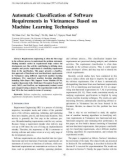 Automatic classification of software requirements in Vietnamese based on machine learning techniques