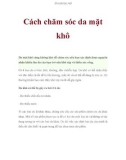 Cách chăm sóc da mặt khô