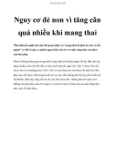 Nguy cơ đẻ non vì tăng cân quá nhiều khi mang thai