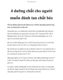 4 dưỡng chất cho người muốn đánh tan chất béo