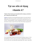 Tại sao nên sử dụng vitamin A