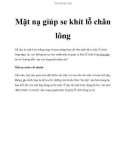 Mặt nạ giúp se khít lỗ chân lông