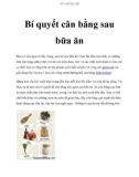 Bí quyết cân bằng sau bữa ăn