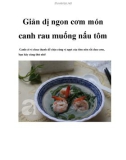 Giản dị ngon cơm món canh rau muống nấu tôm