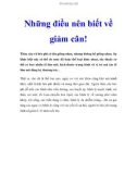 Những điều nên biết về giảm cân