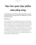 Mẹo bảo quản thực phẩm mùa nắng nóng