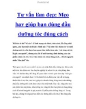 Tư vấn làm đẹp: Mẹo hay giúp bạn dùng dầu dưỡng tóc đúng cách