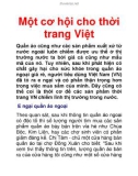 Một cơ hội cho thời trang Việt