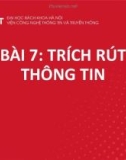 Bài giảng Khai phá web - Bài 7: Trích rút thông tin