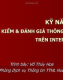 Bài giảng Kỹ năng tìm kiếm & đánh giá thông tin trên Internet - Võ Thúy Hoa