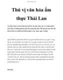 Thú vị văn hóa ẩm thực Thái Lan