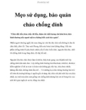 Mẹo sử dụng, bảo quản chảo chống dính