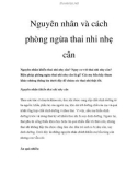 Nguyên nhân và cách phòng ngừa thai nhi nhẹ cân