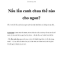 Nấu lẩu canh chua thế nào cho ngon