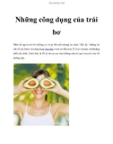 Những công dụng của trái bơ