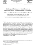 Entitling art: Inﬂuence of title information on understanding and appreciation of paintings