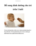 Bổ sung dinh dưỡng cho trẻ trên 1 tuổi