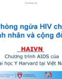 Bài giảng Phòng ngừa HIV cho bệnh nhân và cộng đồng