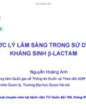 Bài giảng Dược lý lâm sàng trong sử dụng kháng sinh Lactamlactam - Nguyễn Hoàng Anh