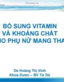 Bài giảng Vitamin và khoáng chất cho phụ nữ mang thai - Ds Hoàng Thị Vinh