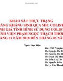 Bài giảng Khảo sát thực trạng đề kháng kháng sinh qua MIC Colistin và đánh giá tình hình sử dụng Colistin tại Bệnh viện Phạm Ngọc Thạch thời điểm từ tháng 01 năm 2018 đến tháng 06 năm 2019