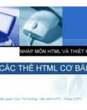 Bài giảng Nhập môn HTML và thiết kế Web: Bài 2 - Các thẻ HTML cơ bản