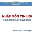 Bài giảng Nhập môn tin học: Phần 1 - Trần Thị Kim Chi