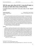 Mối liên quan giữa nồng độ IGF-1 trong huyết thanh và độ nặng của bệnh nhân trứng cá thông thường