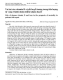 Vai trò của vitamin D và sắt huyết tương trong tiên lượng tử vong ở bệnh nhân nhiễm khuẩn huyết