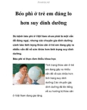 Béo phì ở trẻ em đáng lo hơn suy dinh dưỡng