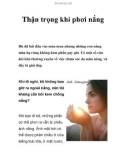 Thận trọng khi phơi nắng