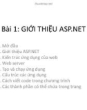 Bài giảng Phát triển web nâng cao - Bài 1: Giới thiệu ASP.NET