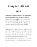 Giúp trẻ biết nói sớm