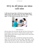 10 lý do để khám sức khỏe cuối năm