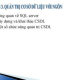 Bài giảng Quản trị cơ sở dữ liệu - Chương 3: Quản trị cơ sở dữ liệu với ngôn ngữ SQL