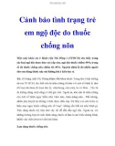 Cảnh báo tình trạng trẻ em ngộ độc do thuốc chống nôn