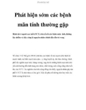 Phát hiện sớm các bệnh mãn tính thường gặp