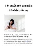 8 bí quyết nuôi con hoàn toàn bằng sữa mẹ