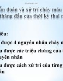 Bài giảng Chẩn đoán và xử trí chảy máu trong ba tháng đầu của thời kỳ thai nghén