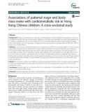 Associations of pubertal stage and body mass index with cardiometabolic risk in Hong Kong Chinese children: A cross-sectional study