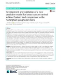 Development and validation of a new predictive model for breast cancer survival in New Zealand and comparison to the Nottingham prognostic index