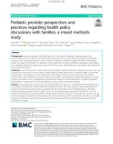 Pediatric provider perspectives and practices regarding health policy discussions with families: A mixed methods study